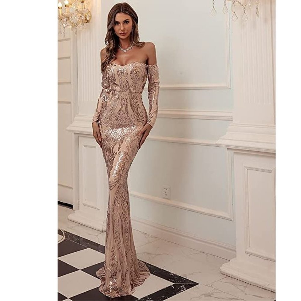 NEW Beautiful Sparkling Bling Sequin Evening Gown Prom Dress Quincenera …